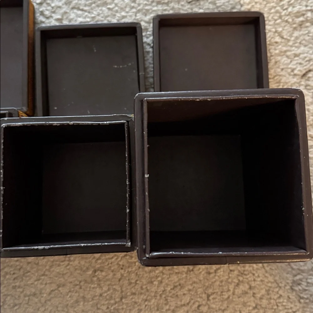 Woven Tan Storage Boxes set from Restoration hardware (tall, medium and short)
